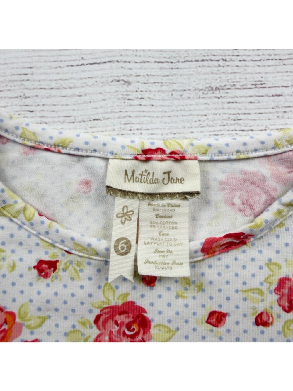 Matilda Jane Girls Floral Long Sleeve Ruffle Top Lightweight Cotton Blend 6 - Picture 2 of 3